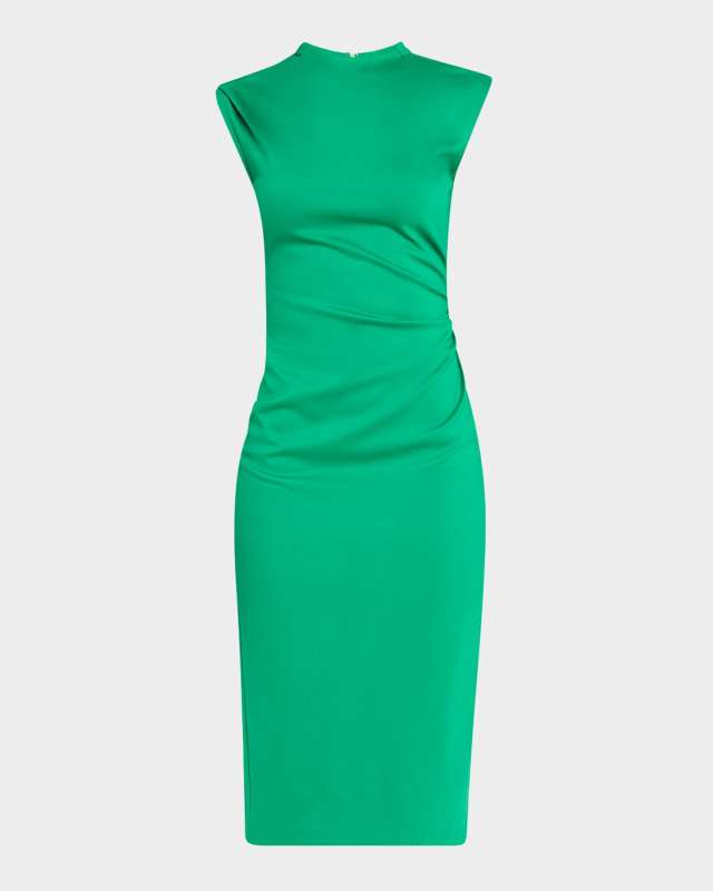 Darrius Ruched Mock-Neck Midi Dress